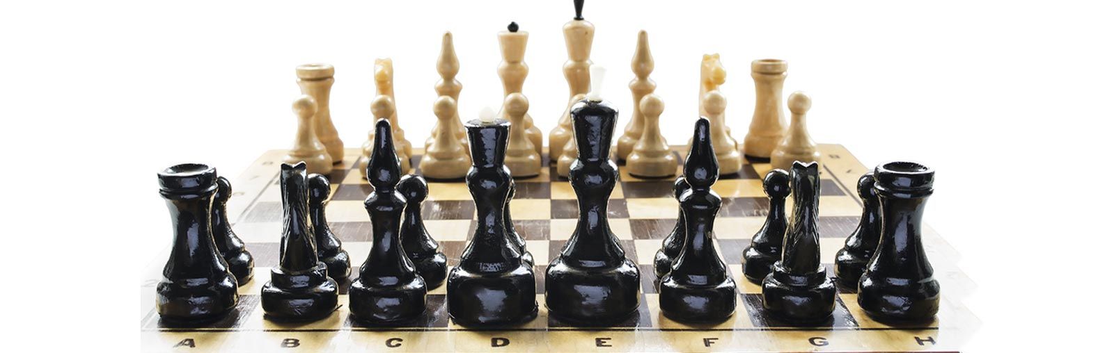 Chess pieces on a board